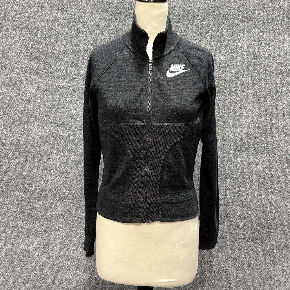 Nike Jacket Womens XS Gray Heather Full Zip Track Knit Slim Fit Pockets Athletic